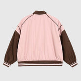 Kurze Baseballjacke im Retro-Farbblockdesign in Pink